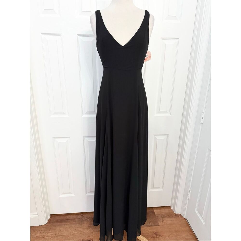 Show Me Your Mumu Black Chiffon V-Neck Jenn Maxi Formal Gown Dress Medium NWT